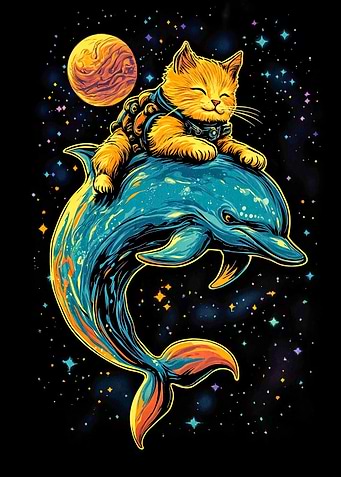 Space Cat on Dolphin