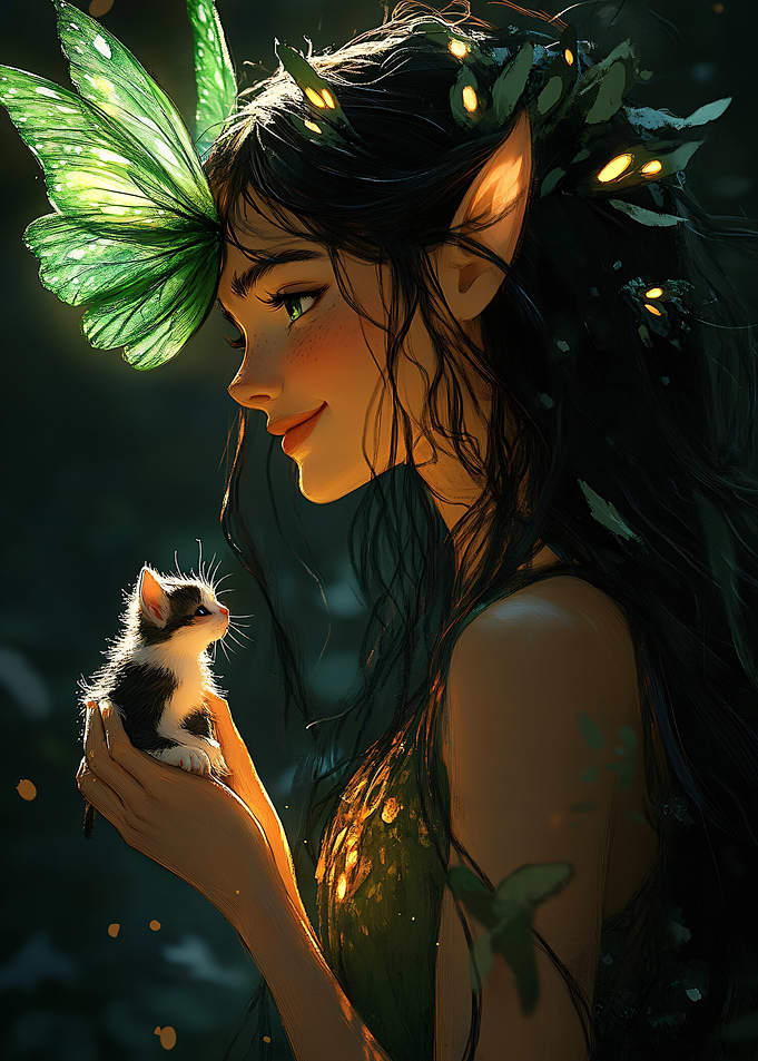 Thinker Bell and kitten