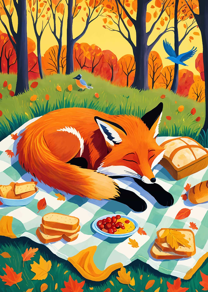 Fox Autumn Sleeping