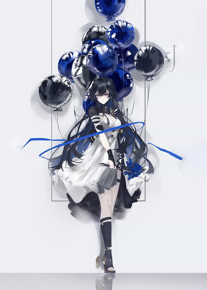 Anime Girl with Balloons