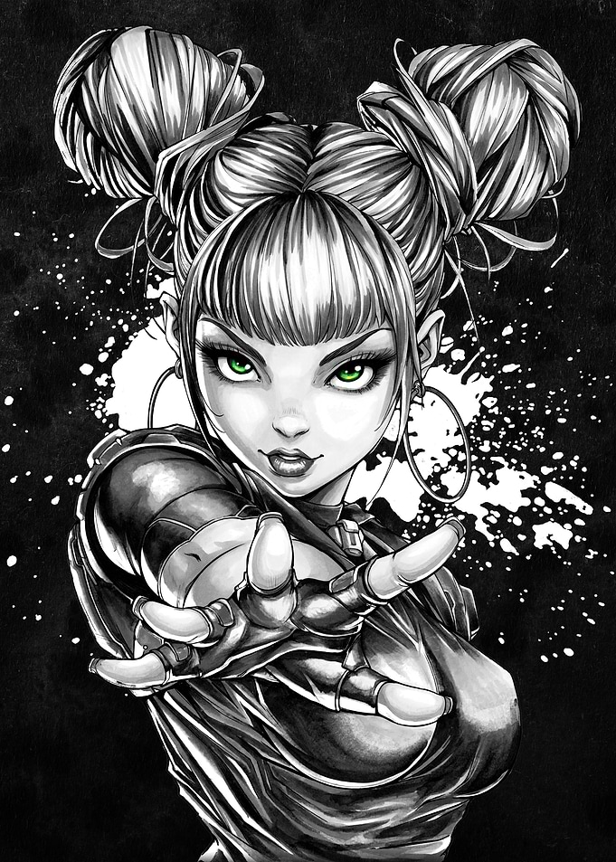 Girl with Green Eyes - Black and White