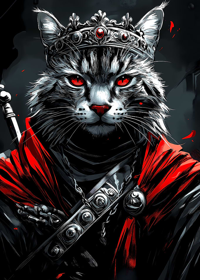Savannah Cat King with Red Eyes