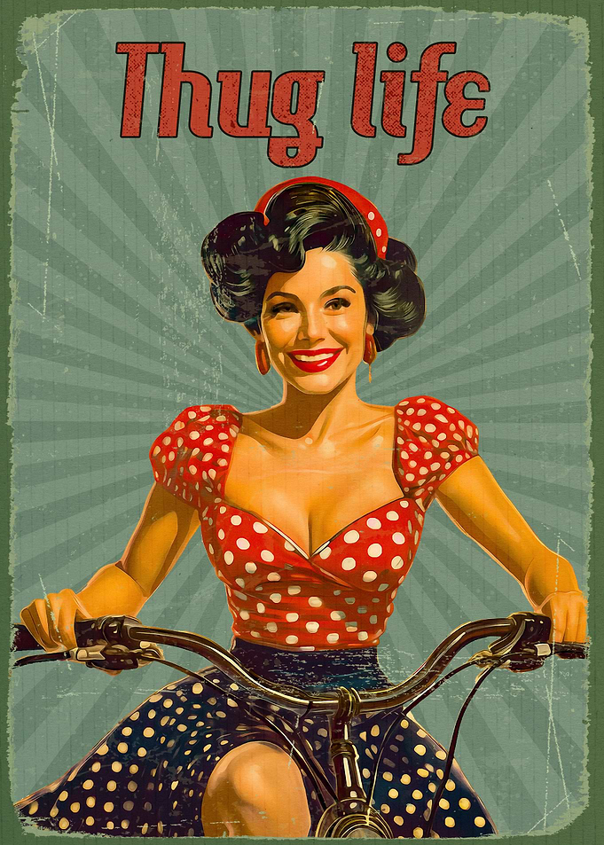 Thug Life Pinup on a bike