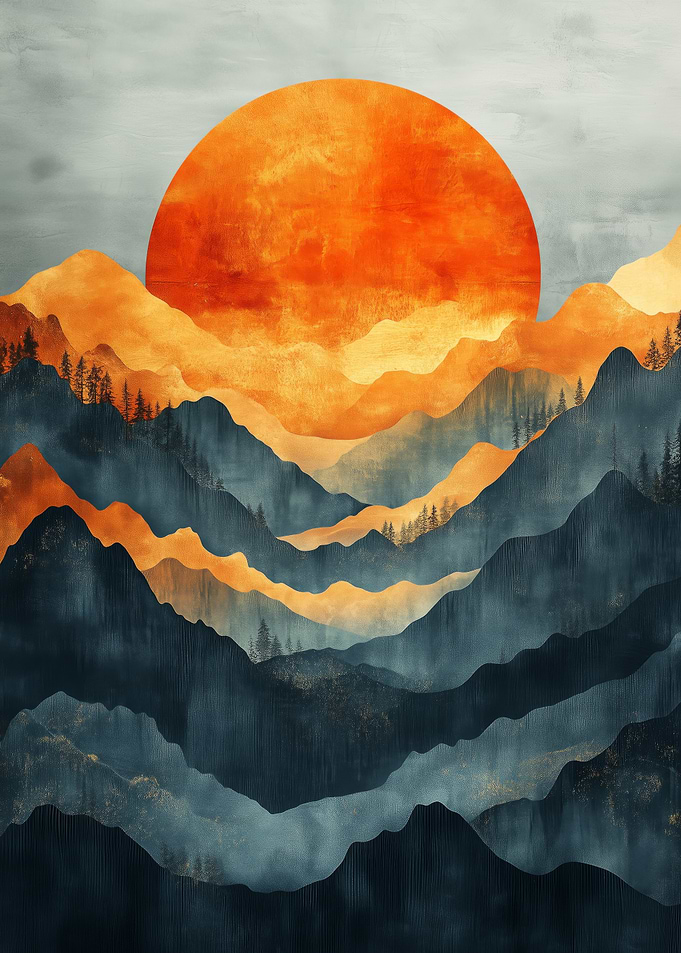 Golden Sunset Mountains