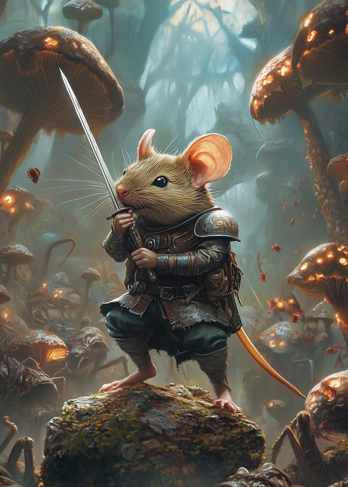 Mouse Warrior in a Fantasy Forest
