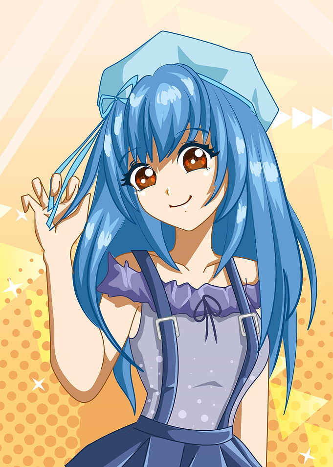 Anime Girl with Blue Hair