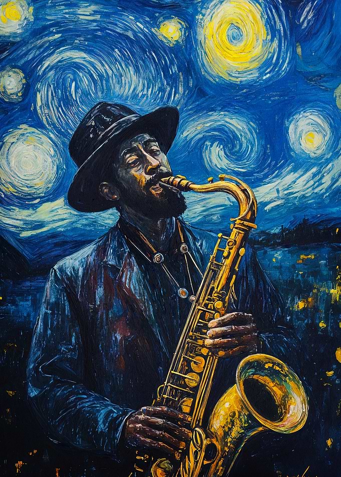 Saxophone Starry Night
