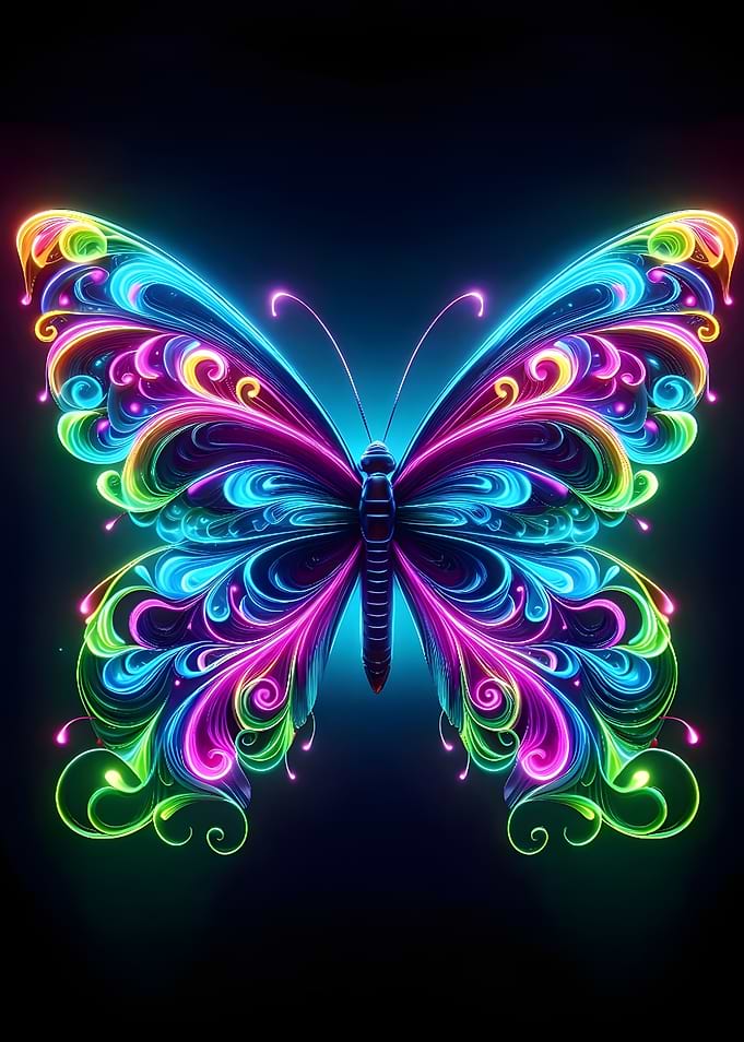 Neon Butterfly Art