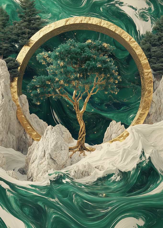Golden Tree Abstract