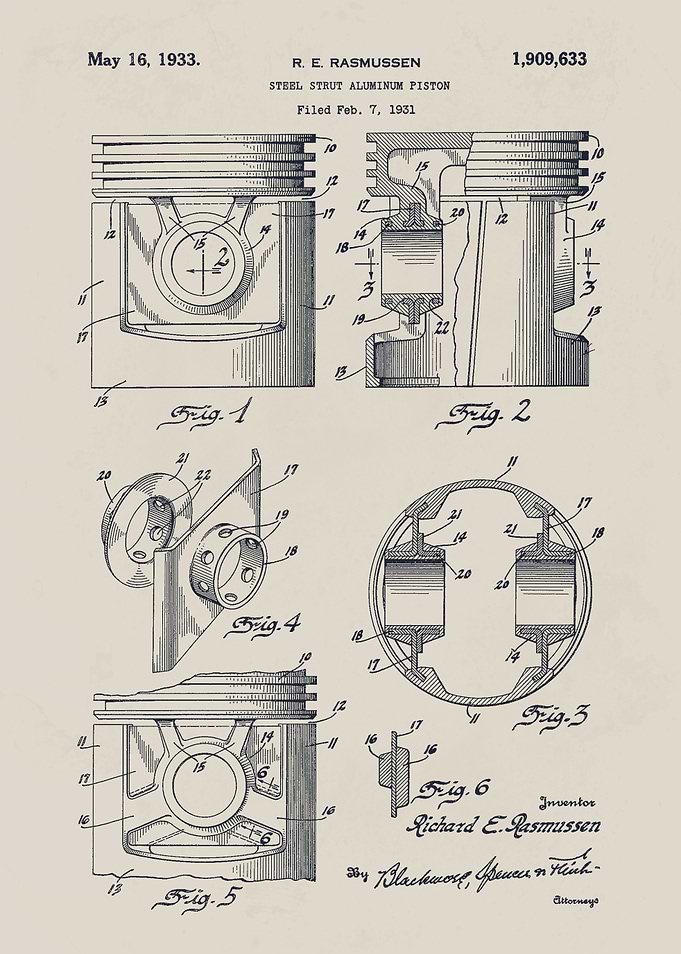 Engine Piston Patent Illustration