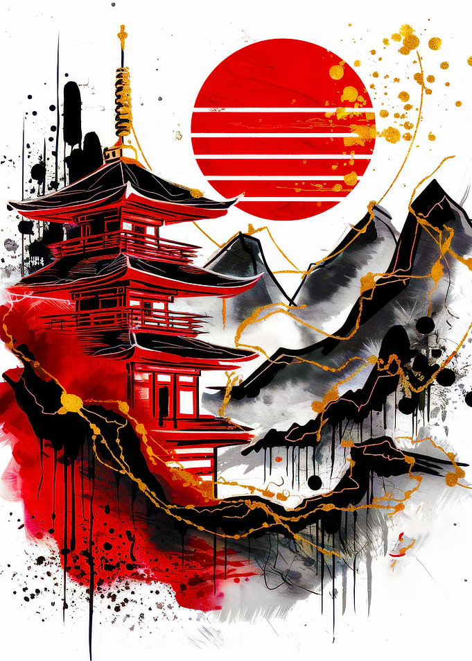 Japanese Pagoda Sunset