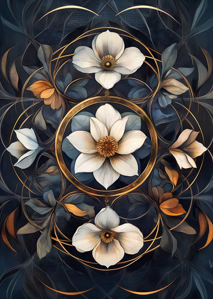 Golden Floral Art Deco