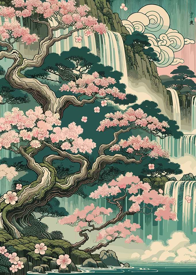 Cherry Blossom Waterfall