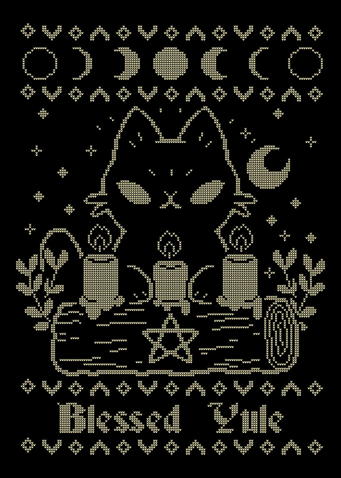 Blessed Yule Black Cat UGLY CHRISTMAS