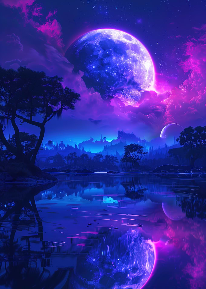 Double Moon Night Sky