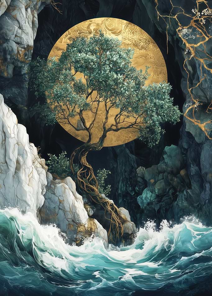 Tree and Moon Landscape