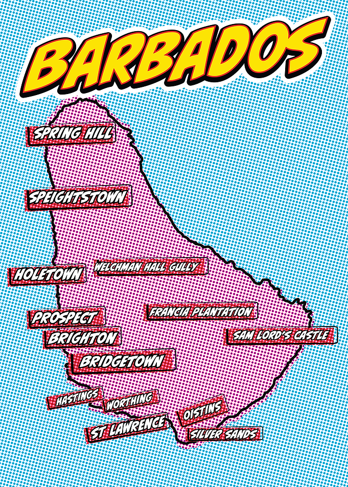 Barbados Map Pop Art