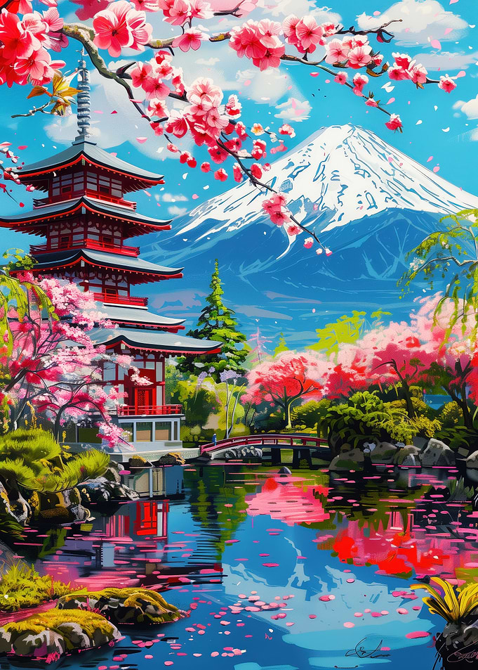 Japanese Garden with Mount