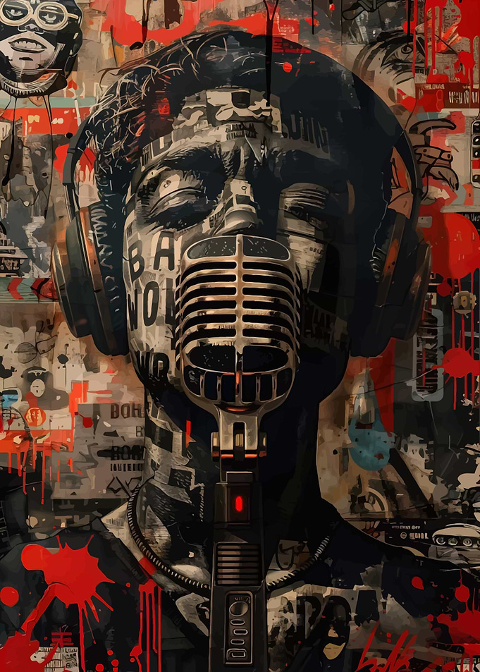 pop art Microphone Collage