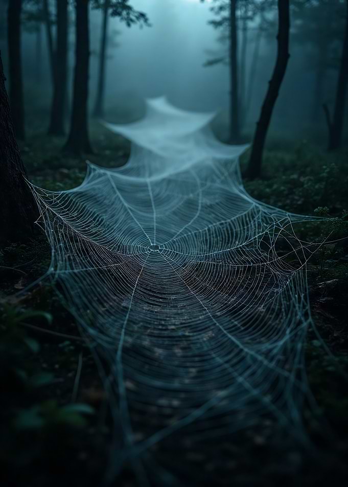 Giant Spiderweb in Forest