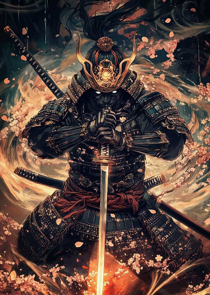 Samurai Warrior Neon Japan
