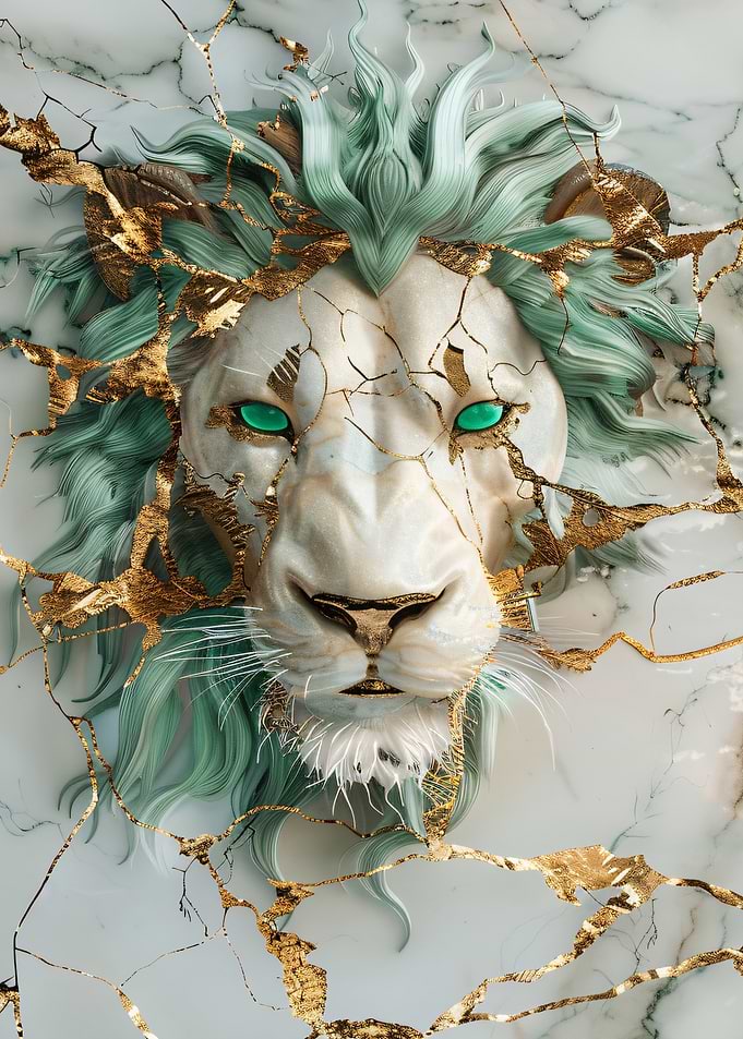 Golden Lion Portrait kintsugi