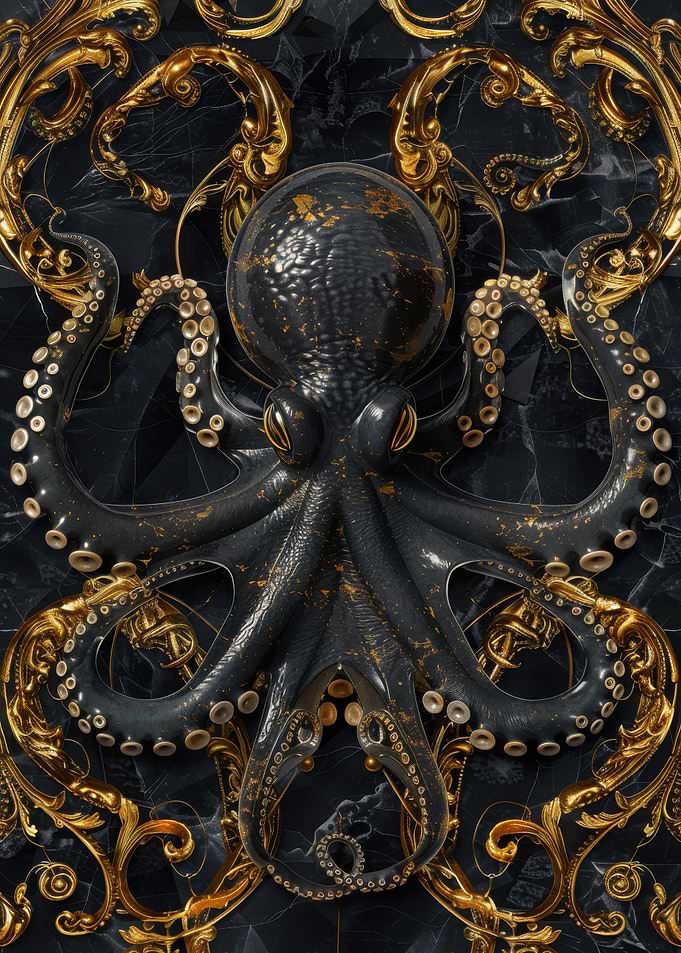 Black and Gold Octopus