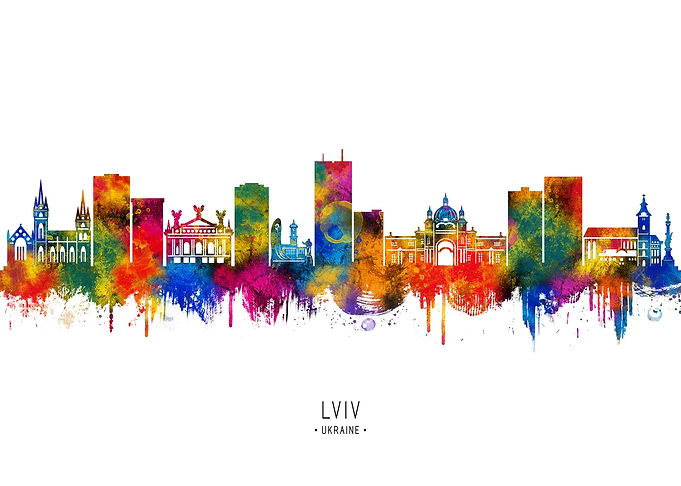 Lviv Skyline Watercolor