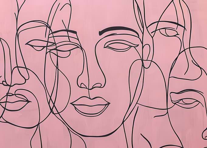 Abstract Line Art Faces