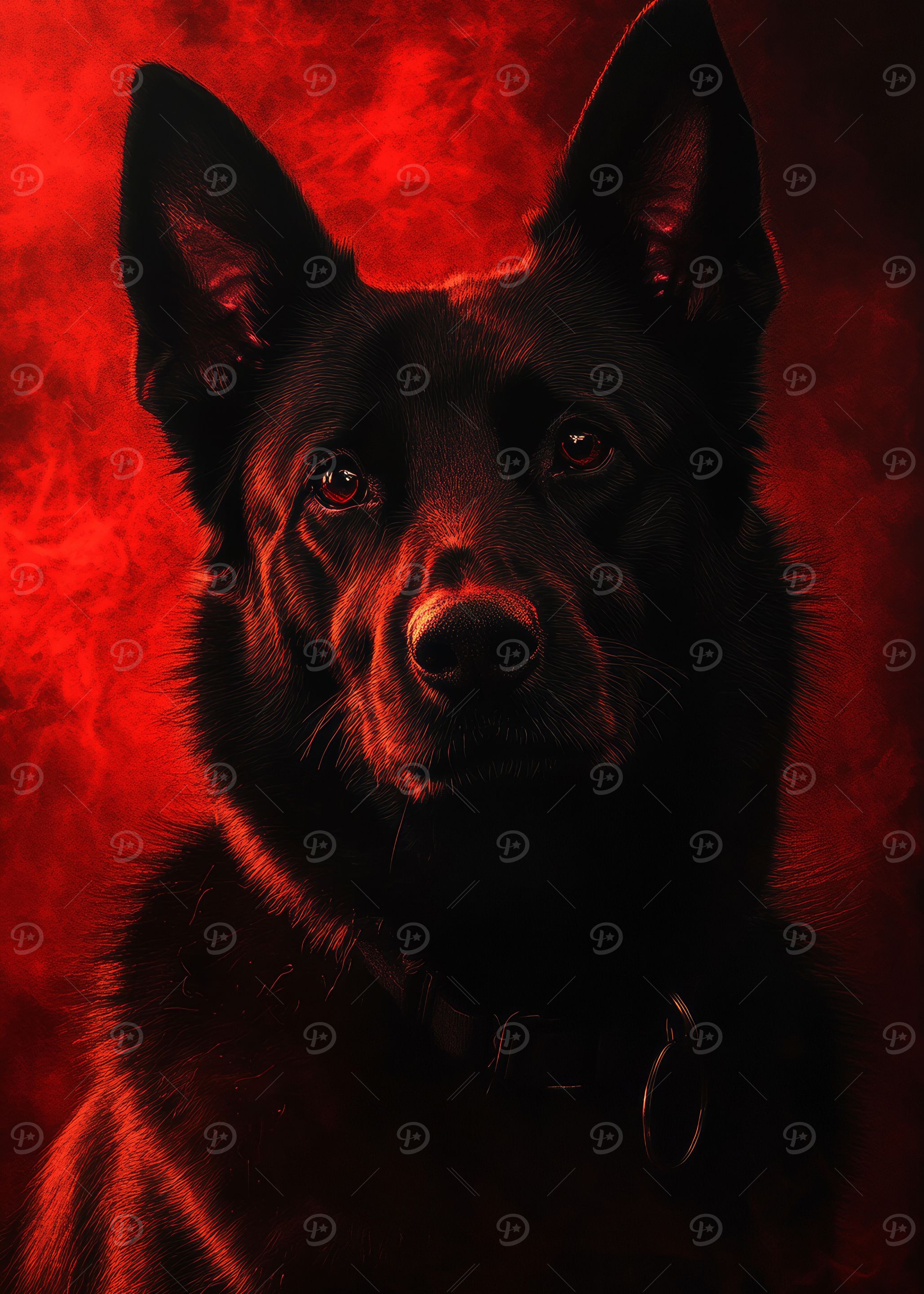 German Shepherd in Red