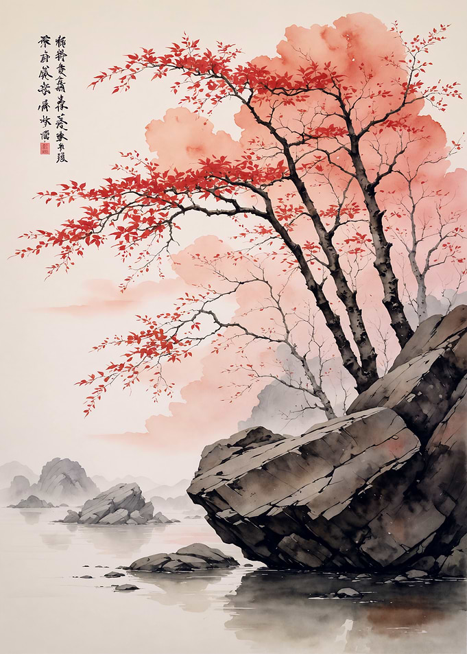 Watercolor Japanese Landscape
