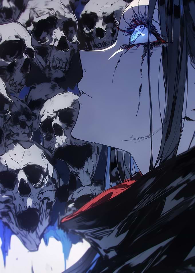 Anime Girl with Skulls