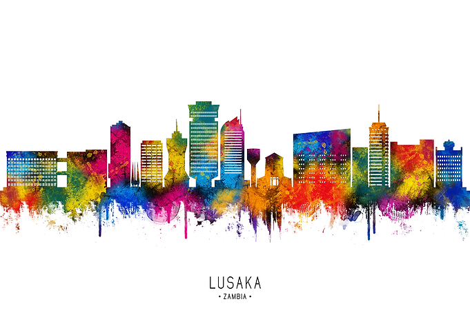 Lusaka Skyline Watercolor