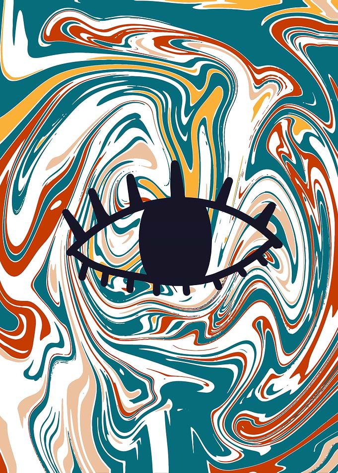 Abstract Eye on Swirling Background