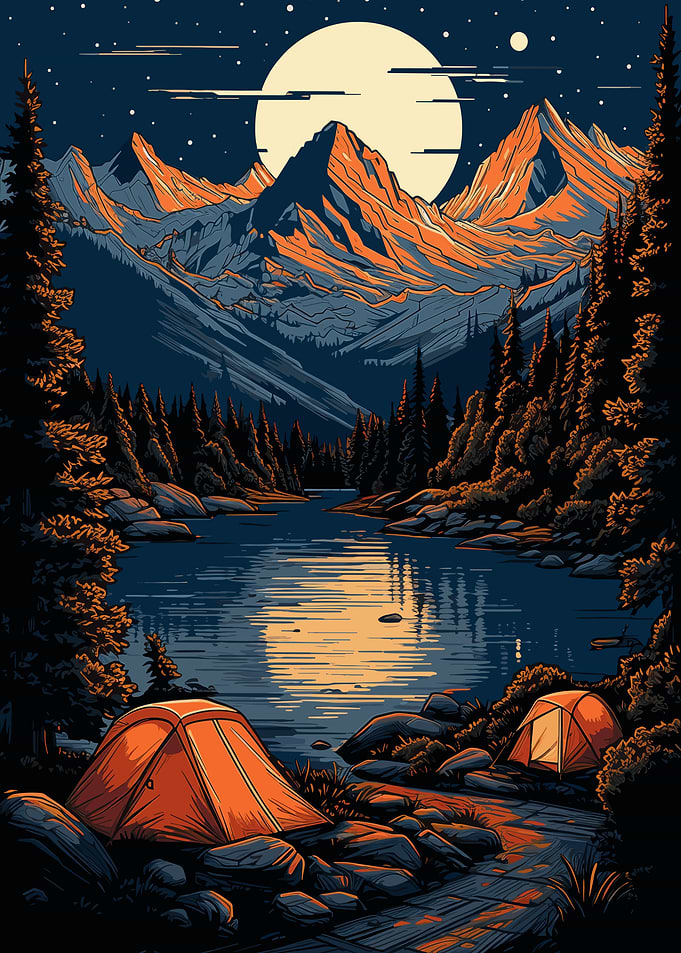 Mountain Camping Night