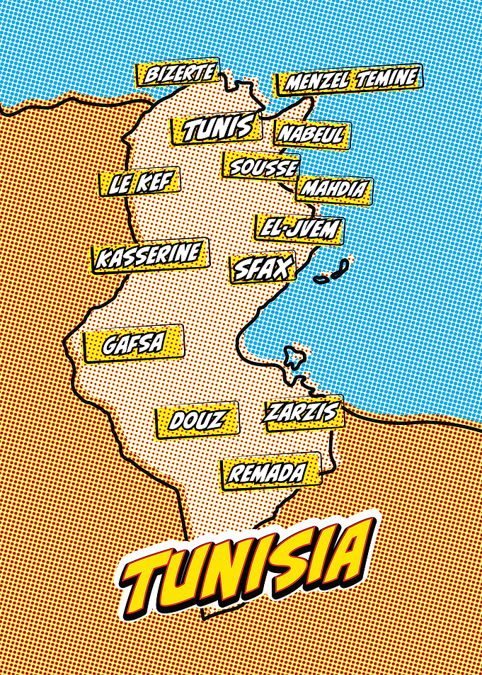 Tunisia Map Pop Art