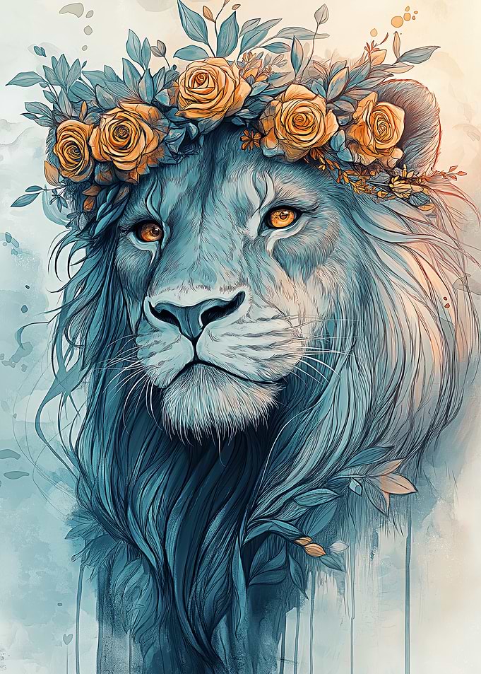 Lion with Floral Crown