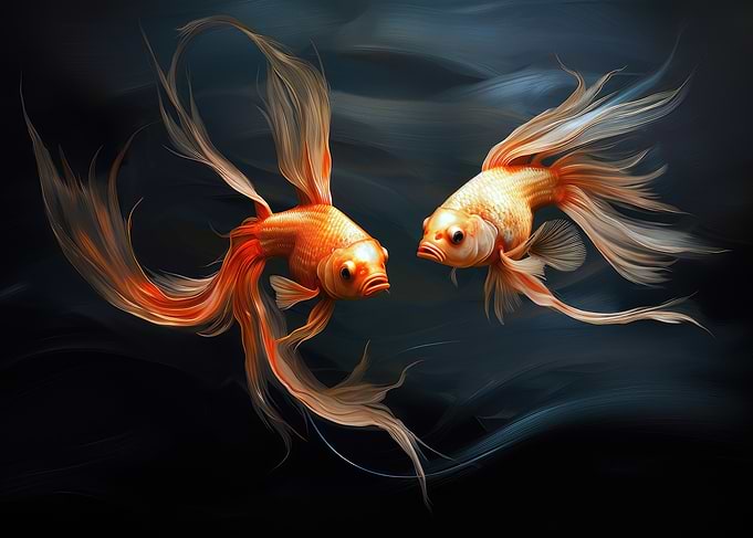 Two Goldfish in Water
