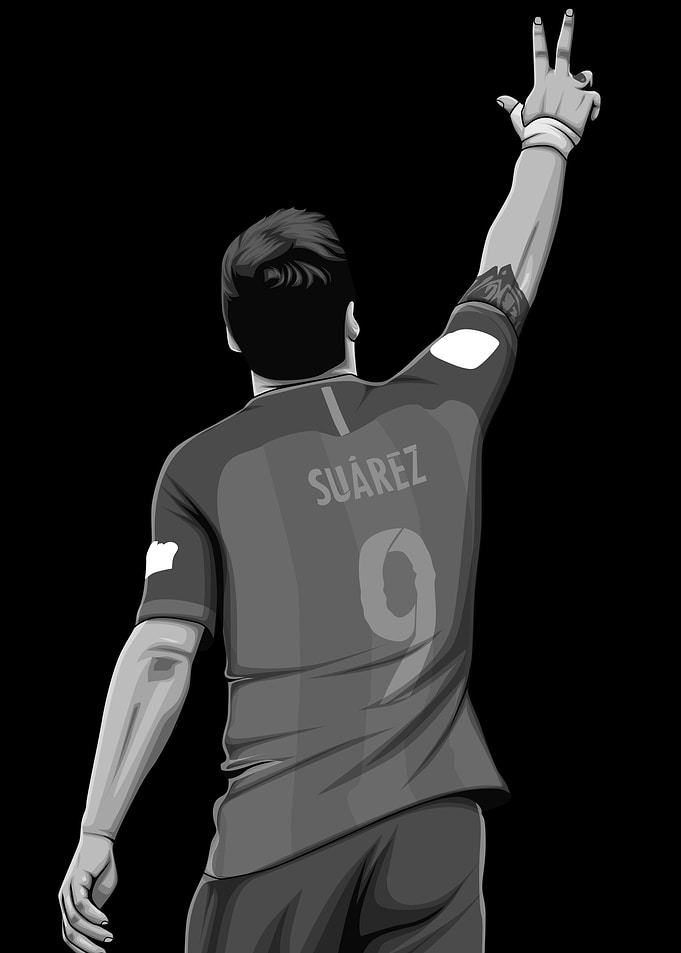 Luis Suarez Black and White Version