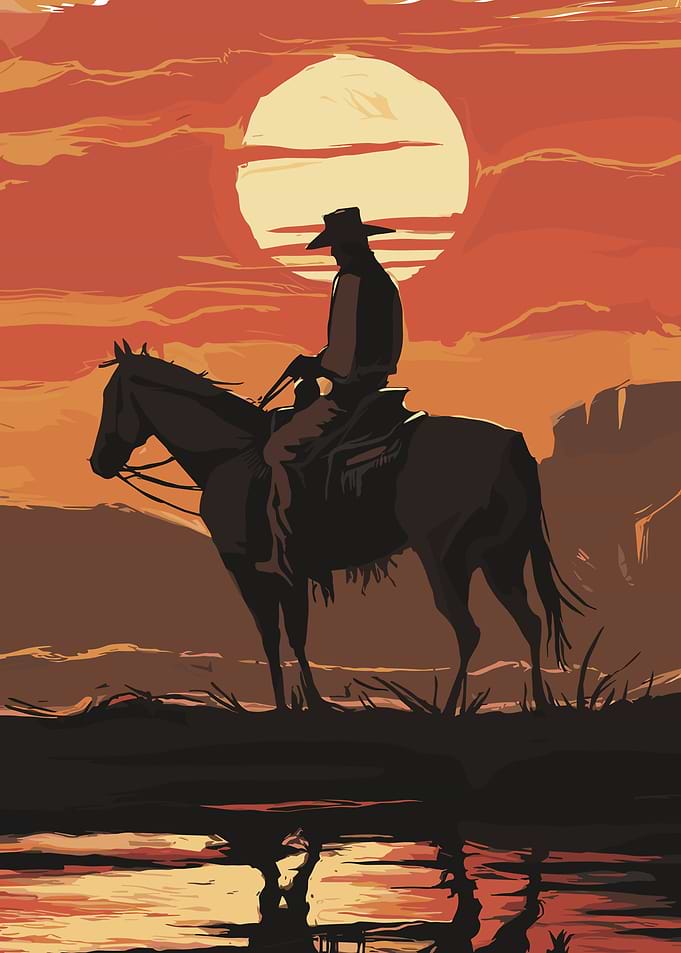 Cowboy at Sunset