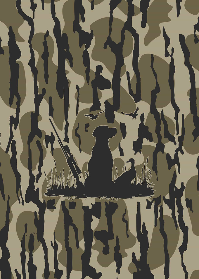 Vintage Waterfowl Camo Camouflage Duck Hunting Dog Hunter
