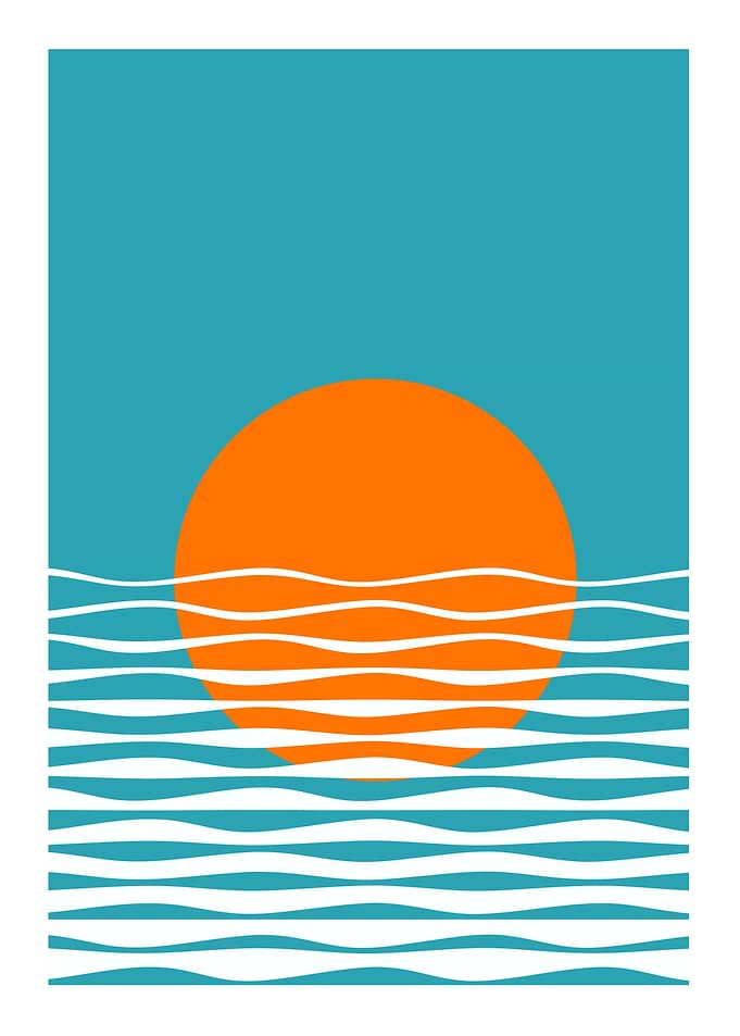 Sunset Ocean Minimalist Art