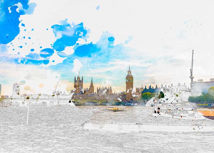 London Skyline Watercolor