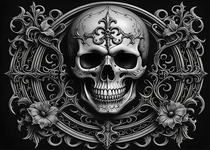 Ornate Skull with Floral Design
