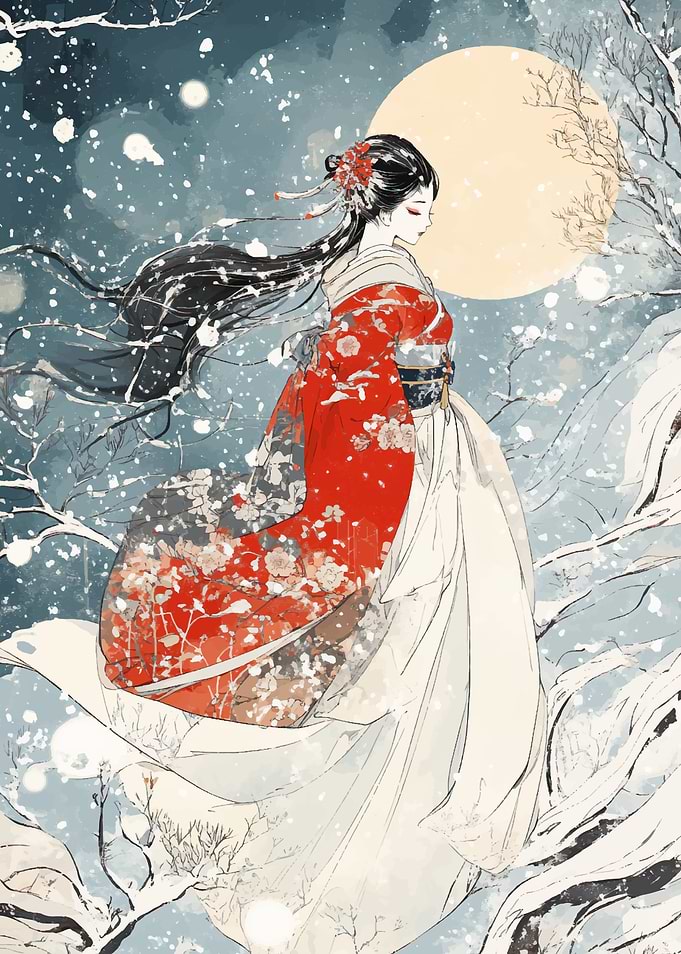 Geisha Japanese in Winter