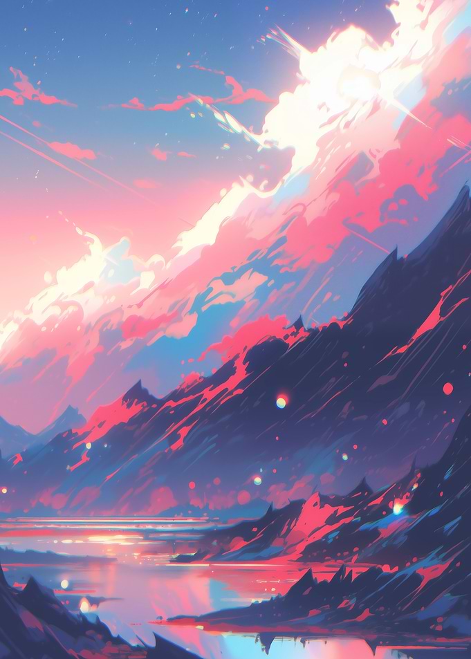 Pink Sunset Mountains