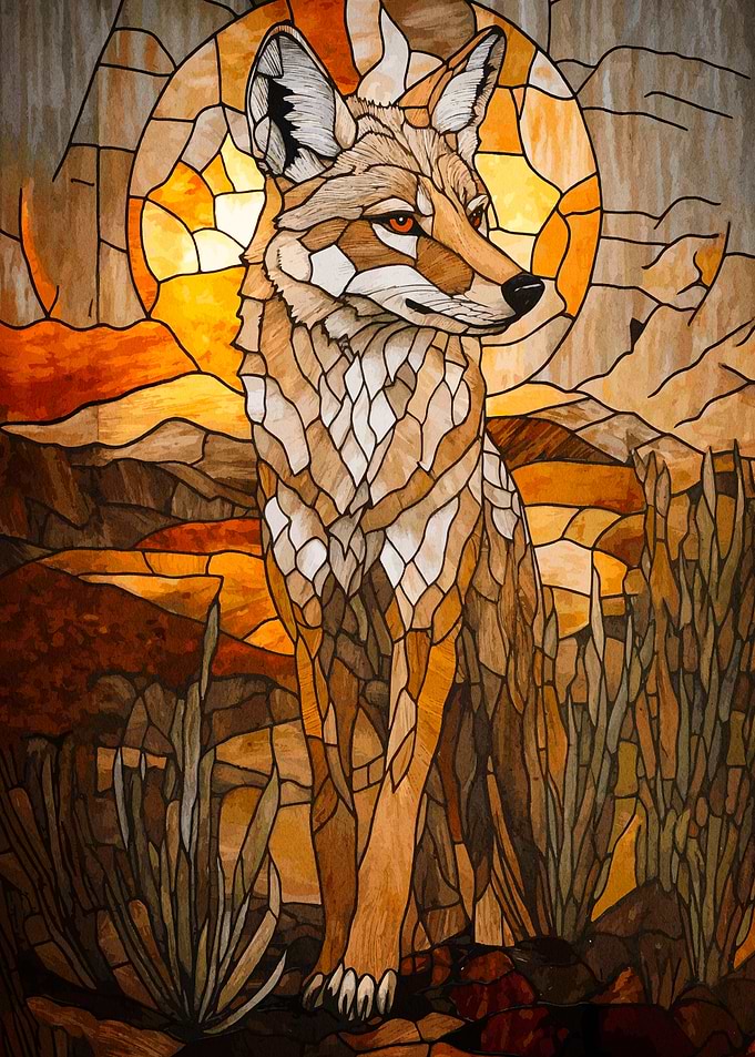 Stained Glass Coyote