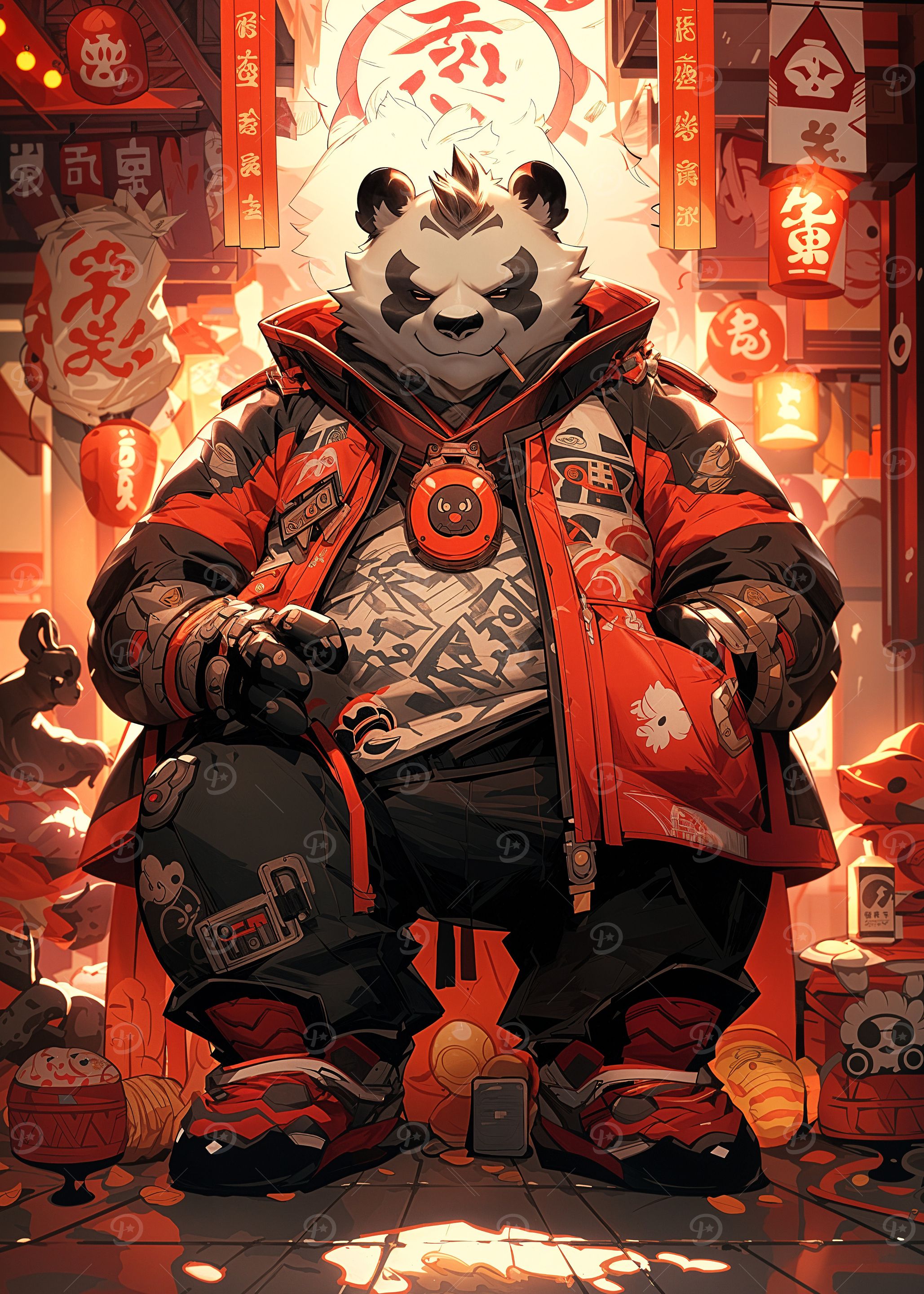 Panda in Red Jacket