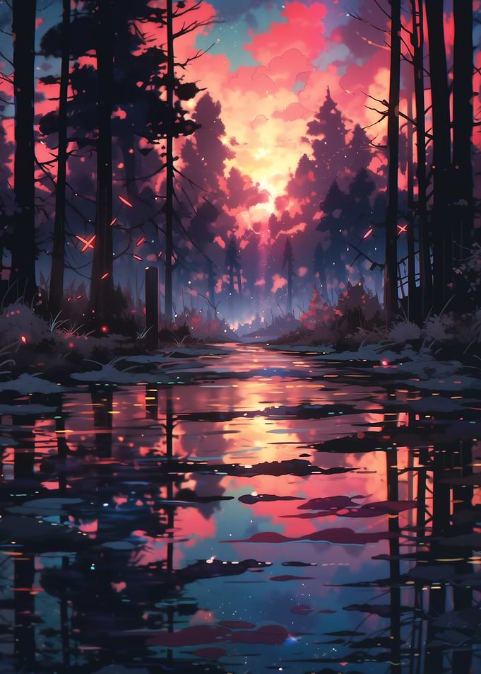 Forest Sunset Reflection