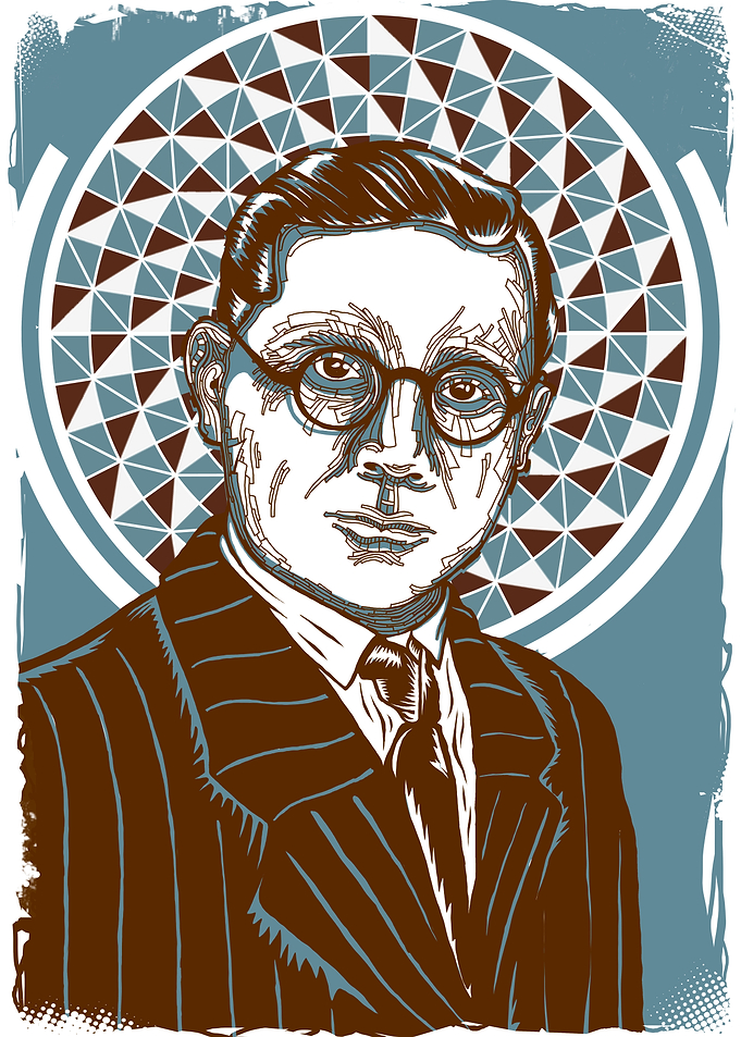 Man in Suit with Geometric Halo
